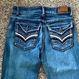 Flypaper Blue Denim Jeans Women's Size 16 Straight Measures 27Wx29L Stretch